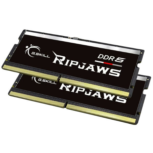 Pamięć RAM G.Skill Ripjaws SODIMM DDR5 4800 MHz dwa moduły widoczne pod skosem z góry