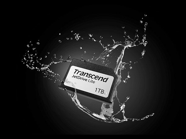 Karta pamięci Transcend JetDrive Lite 330 1TB grafika przedstawiająca odporność karty na wodę