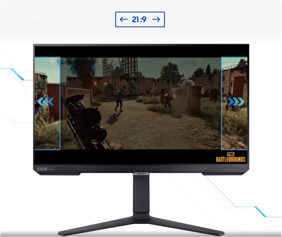 Monitor Samsung Odyssey G4 LS25BG400EUXEN widok na monitor od frontu