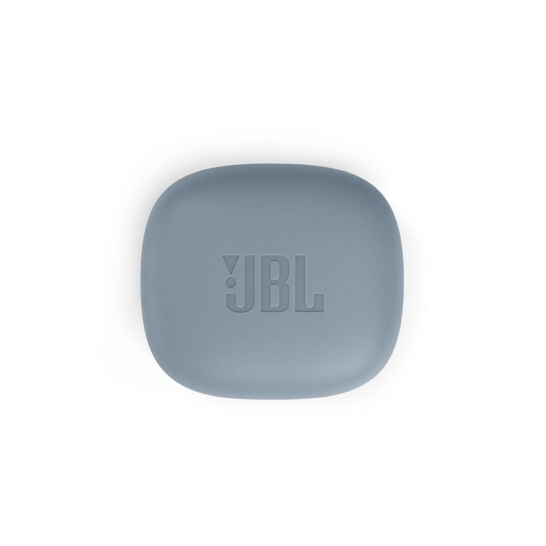 Słuchawki JBL VIBE 300TWS niebieskie pokazane etui