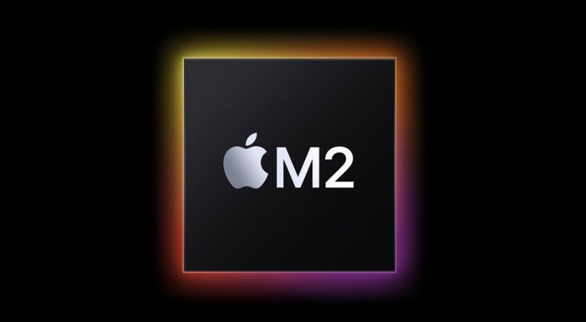 Laptop Apple MacBook Pro M2 256GB SSD Gwiezdna szarość pokazany chip M2