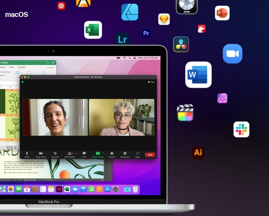 Laptop Apple MacBook Pro M2 256GB SSD Srebrny pokazane aplikacje dla MacBooka