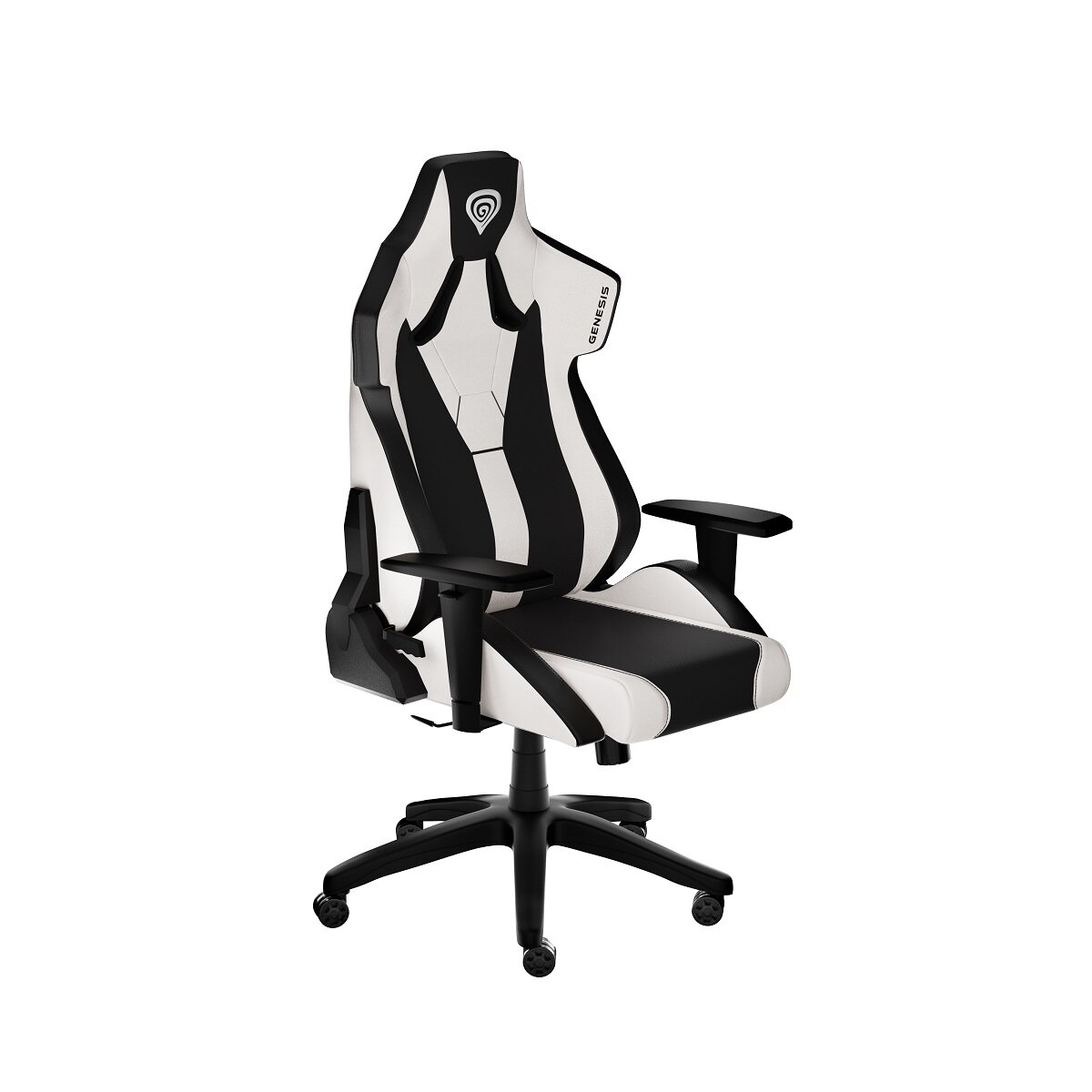 Krzesło gamingowe Genesis Nitro 650 białe widok krzesła pod skosem