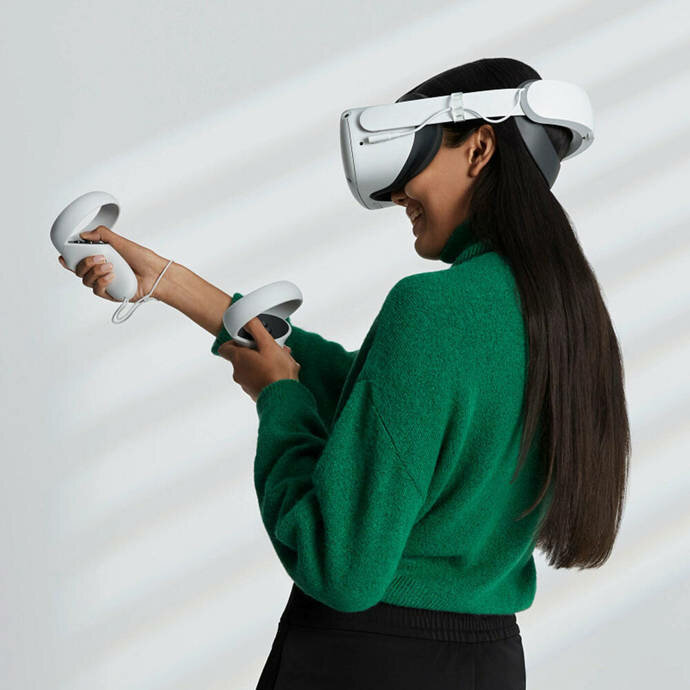 Pasek do gogli VR Oculus Quest 2 Elite Strap z baterią pasek z goglami umieszczony na głowie