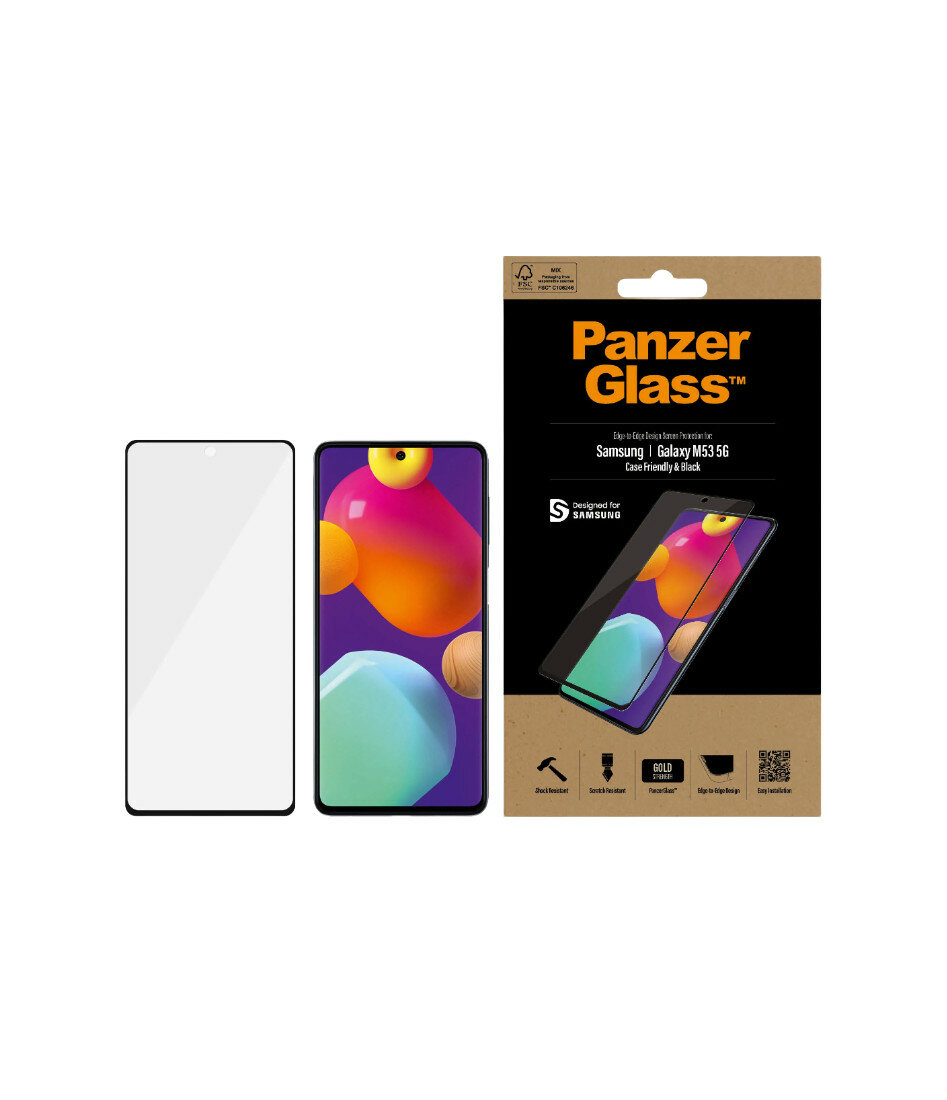 Szkło hartowane PanzerGlass E2E Regular szkło, smartfon i opakowanie 