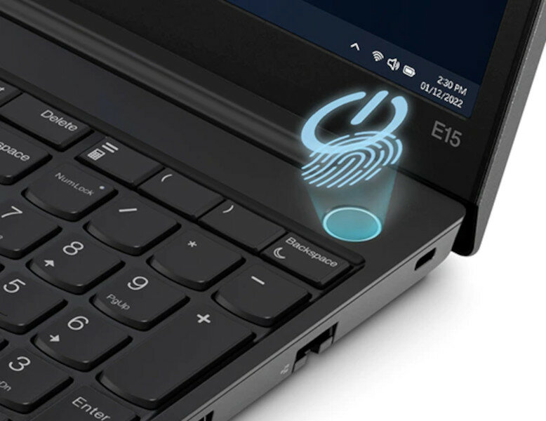 Laptop Lenovo ThinkPad E15 gen 4 15.6'' i5 widok na funkcję odczytu linii papilarnych