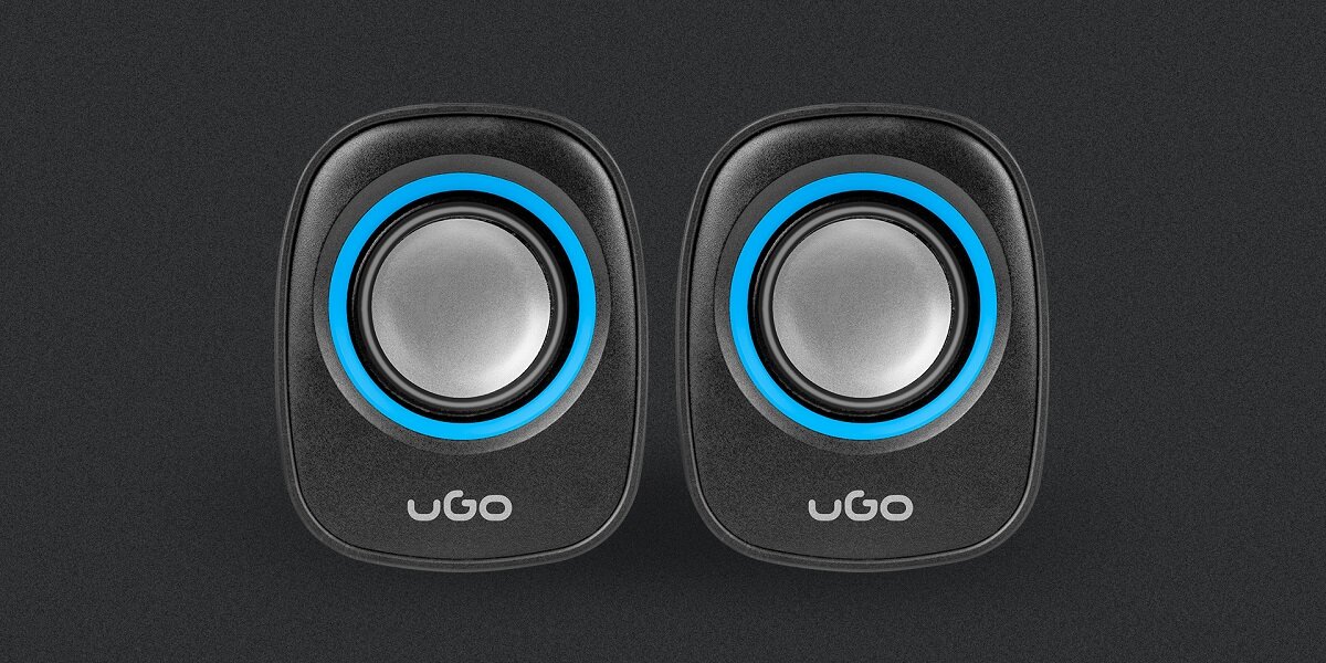 Głośniki UGO Tamu S100 UGL-1875 niebieskie głośniki na czarnym tle