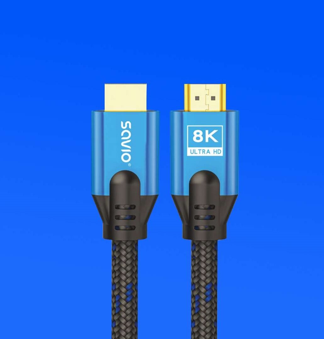 Kabel HDMI Savio CL-169 czarno-niebieski 5m frontem