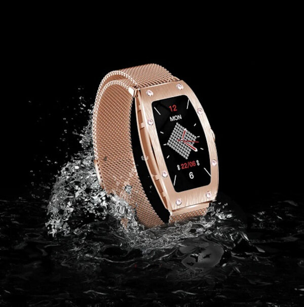 Smartwatch Kumi K18 różowe złoto wodoodporność