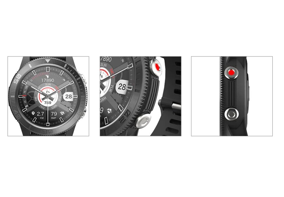Smartwatch Kumi U5 czarny przyciski boczne