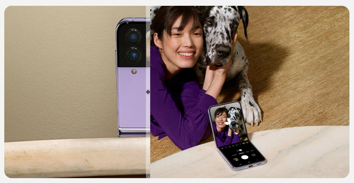 Smartfon Samsung Galaxy Flip4 5G 8GB/128GB złoty wspaniałe selfie z psem