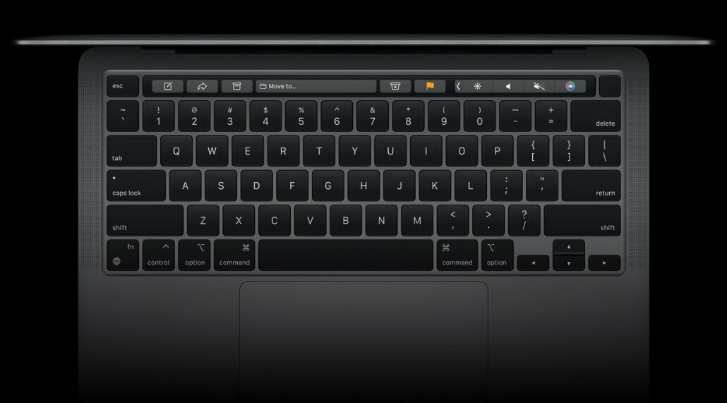 Laptop Apple MacBook Pro M2 256GB SSD gwiezdna szarość klawiatura frontem