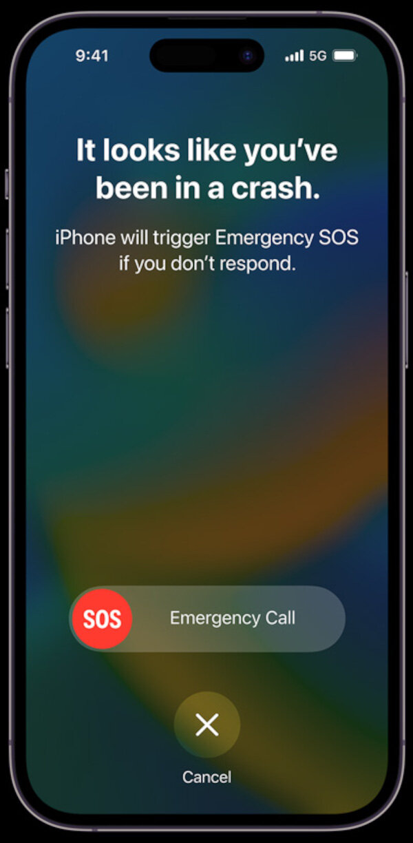 Smartfon Apple iPhone 14 Pro Max 128GB złoty wzywanie pomocy