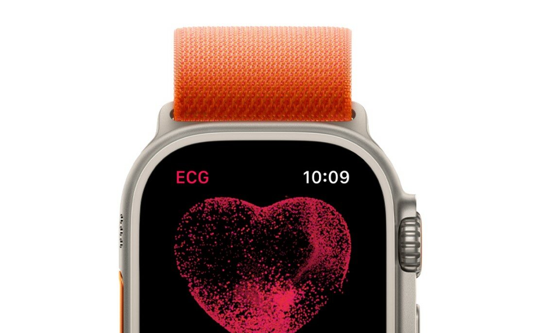 Smartwatch Apple Watch Ultra GPS + Cellular 49mm Ocean w kolorze białym pokazane EKG