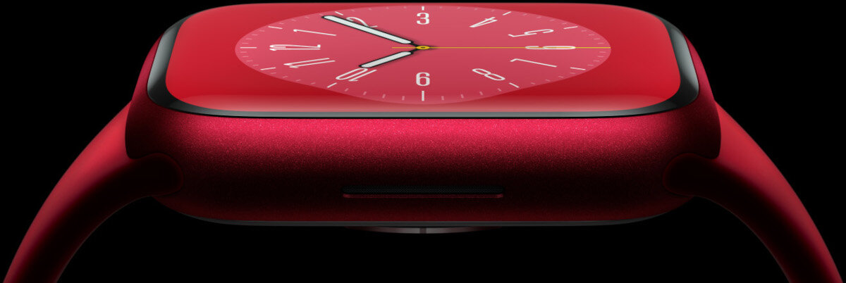 Smartwatch Apple Watch Series 8 GPS + Cellular północ czerwony bokiem