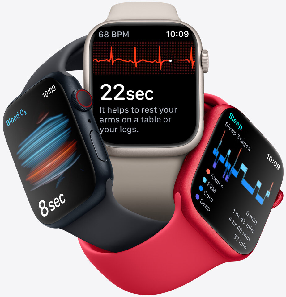 Smartwatch Apple Watch Series 8 GPS + Cellular 45 mm srebrny pomiar