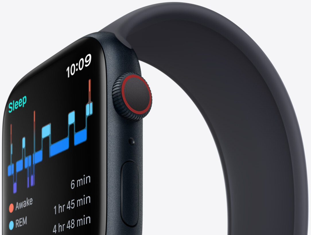 Smartwatch Apple Watch Series 8 GPS 45 mm czerwony monitor snu