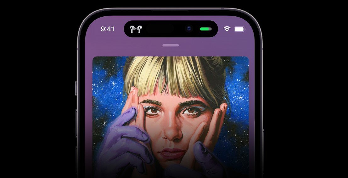 Smartfon Apple iPhone 14 Pro 256GB Głęboka purpura pokazana górna część frontem