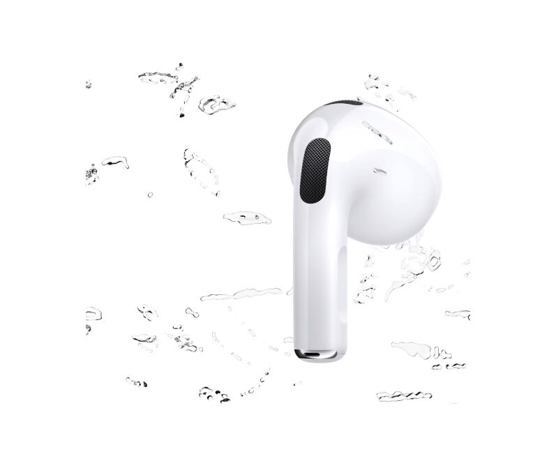 Słuchawki Apple AirPods (3 generacji) MPNY3ZM/A widok na słuchawkę wokół kropel wody