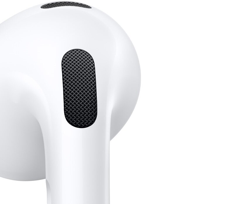 Słuchawki Apple AirPods (3 generacji) MPNY3ZM/A widok na mikrofon pokryty siatką akustyczną