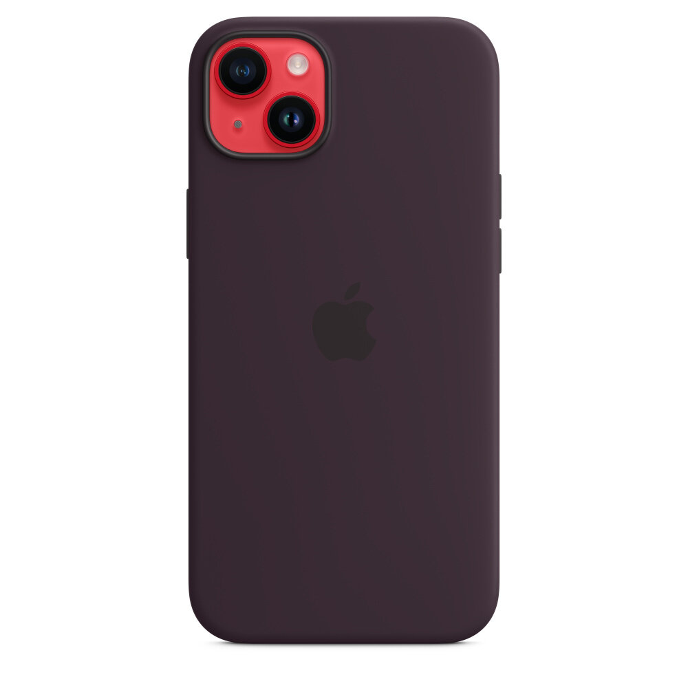 Etui silikonowe Apple MagSafe czarne jagody na iPhone 14 Plus na smartfonie