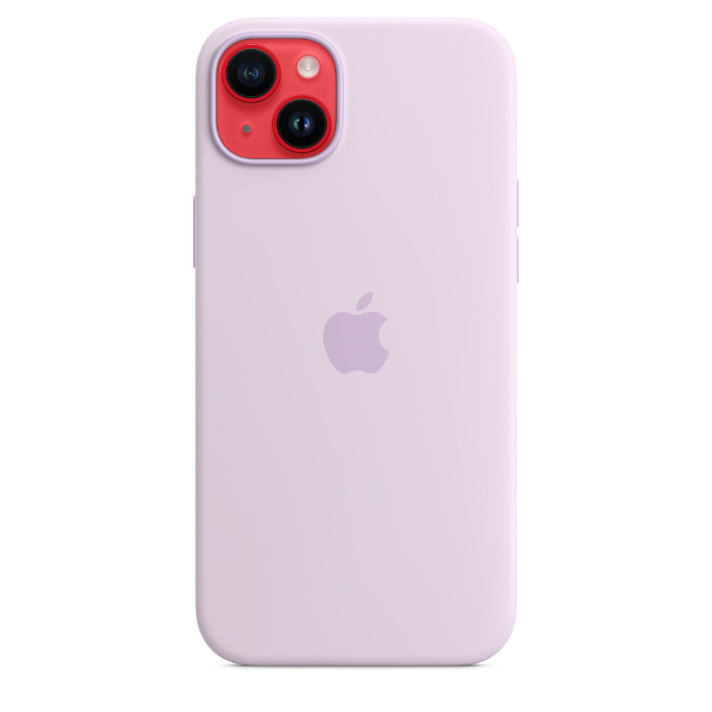 Etui silikonowe Apple MagSafe liliowe na iPhone 14 Plus na smartfonie