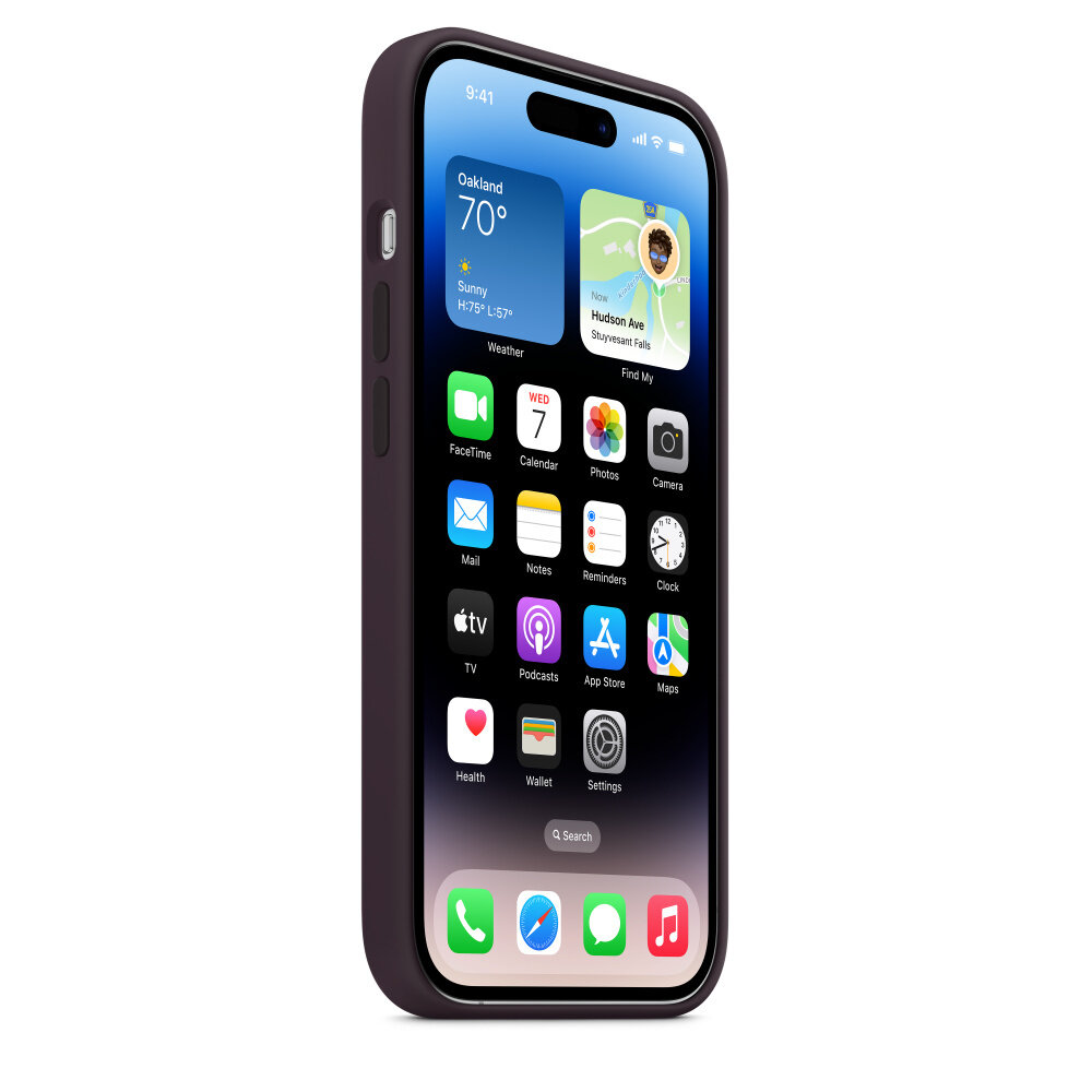 Etui silikonowe Apple MagSafe jagodowe na iPhone 14 Pro na smartfonie