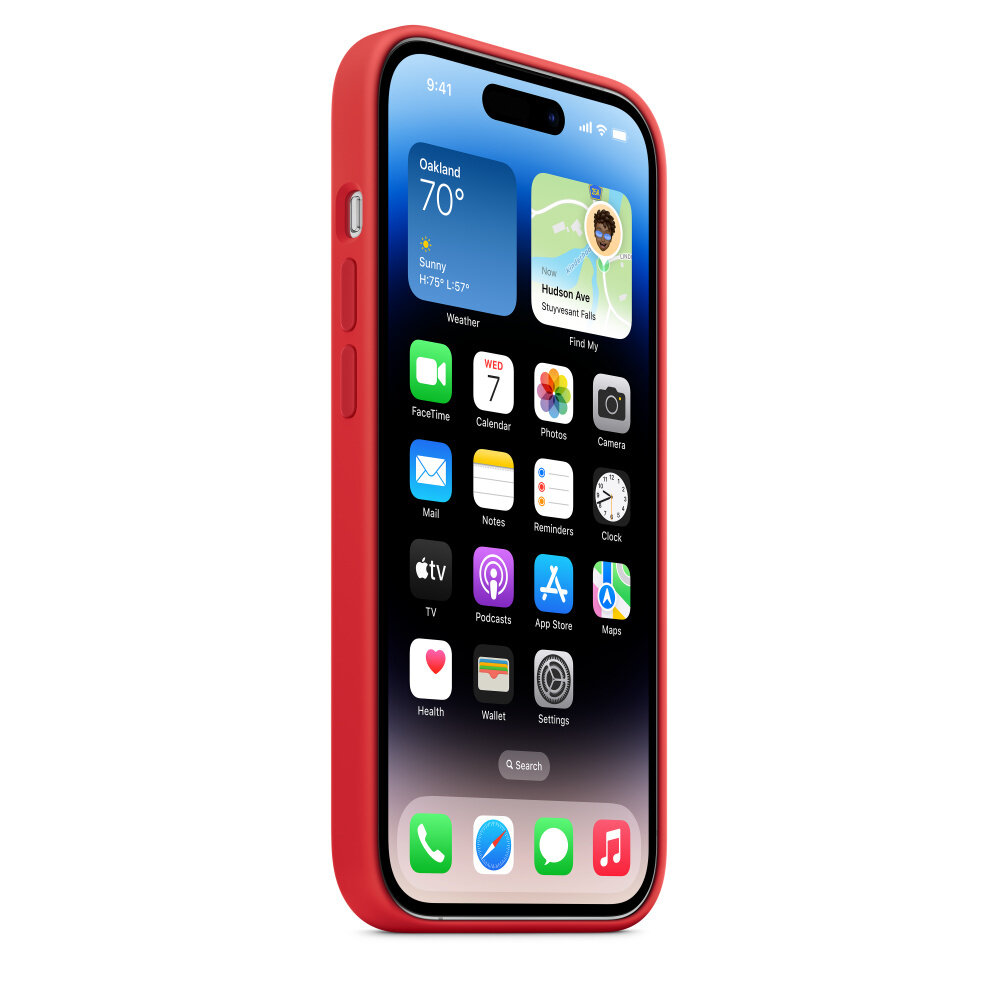 Etui silikonowe Apple MagSafe czerwone na iPhone 14 Pro na smartfonie