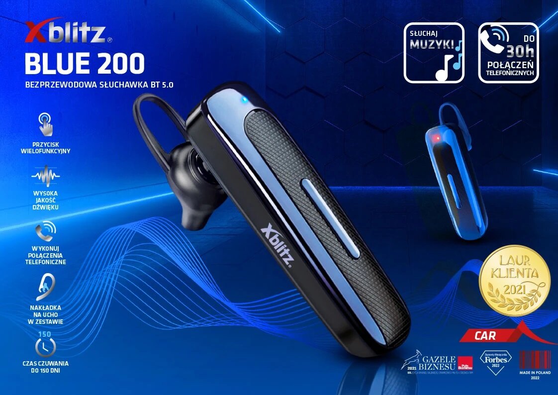 Zestaw słuchawkowy Xblitz Blue 200 z opisem produktu