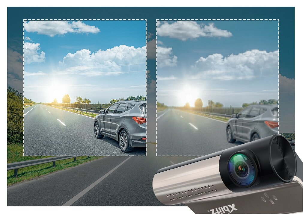 Wideorejestrator XBlitz X6 WiFi - porównanie obrazów na drodze