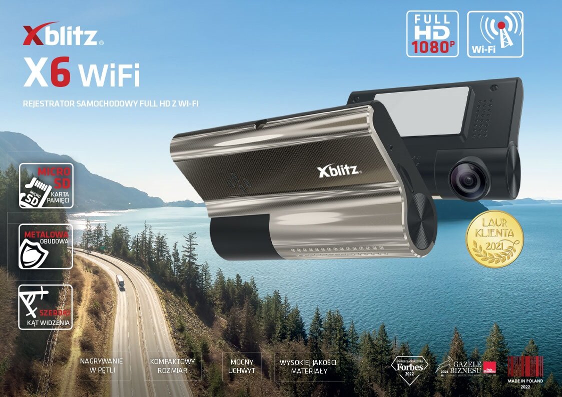 Wideorejestrator XBlitz X6 WiFi z opisem właściwości