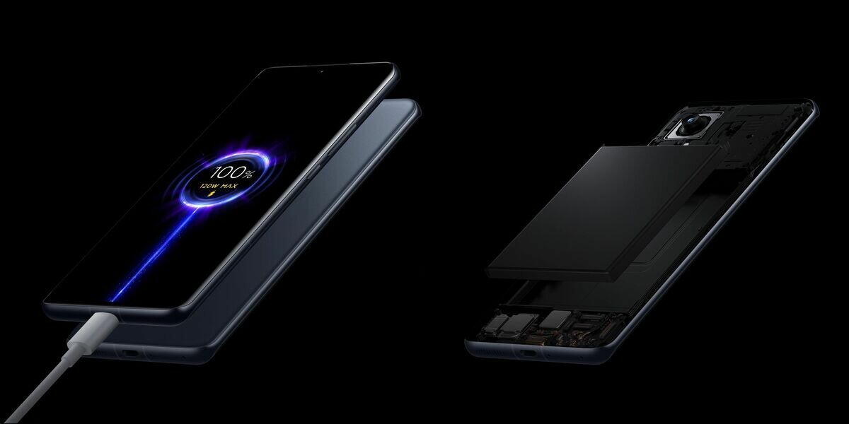 Smartfon Xiaomi 12 Pro grafika przedstawia telefon podłączony do ładowania
