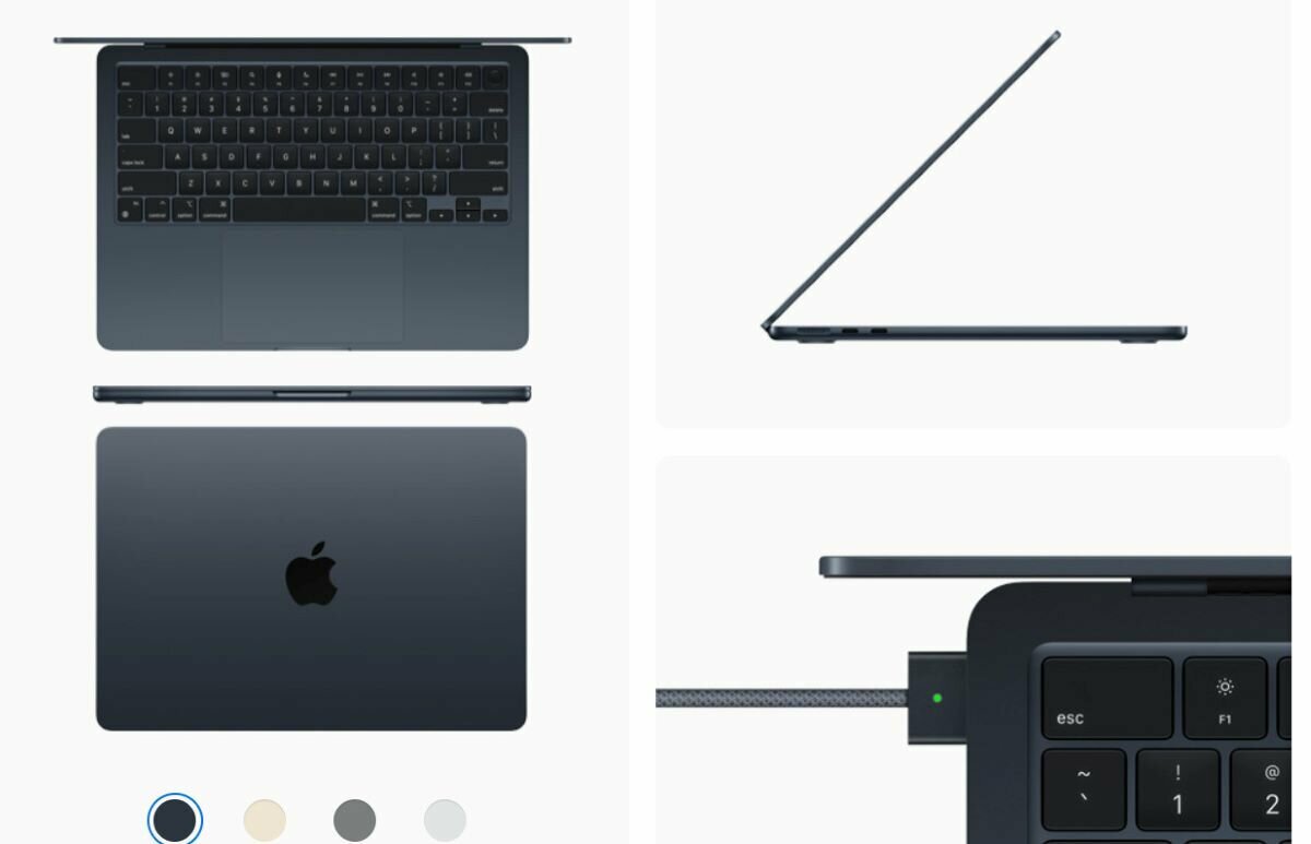 Laptop Apple MacBook Air MLY33ZE/A 13.6'' Północ, 16GB/256GB z różnych perspektyw