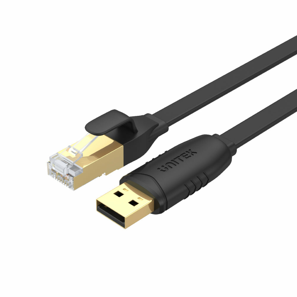 Kabel Unitek Y-SP02001B USB - RJ45 1.8 m złącza widoczne pod skosem frontem