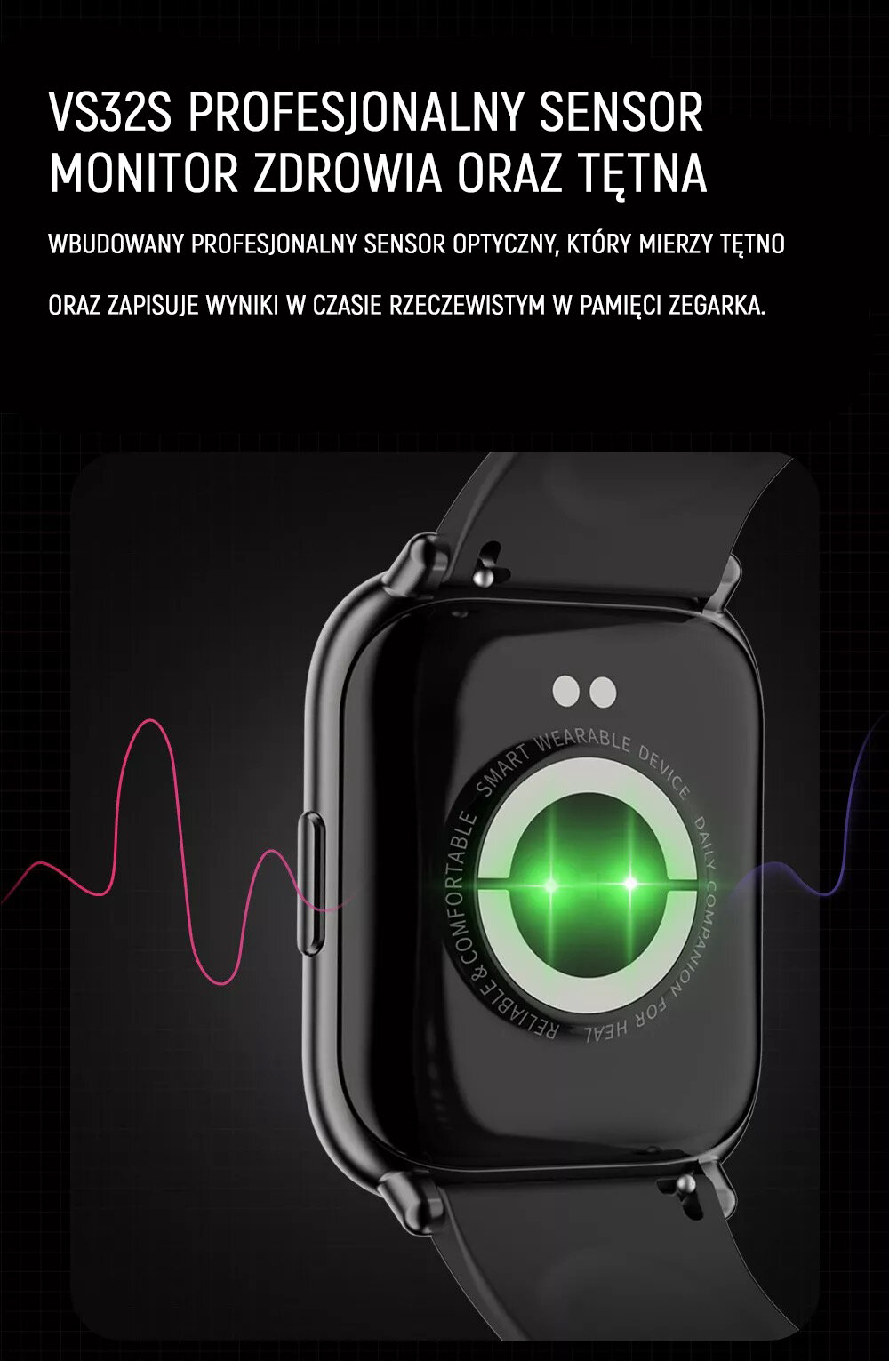 Smartwatch Oromed ORO-FIT PRO GT czarny system monitorowania funkcji życiowych