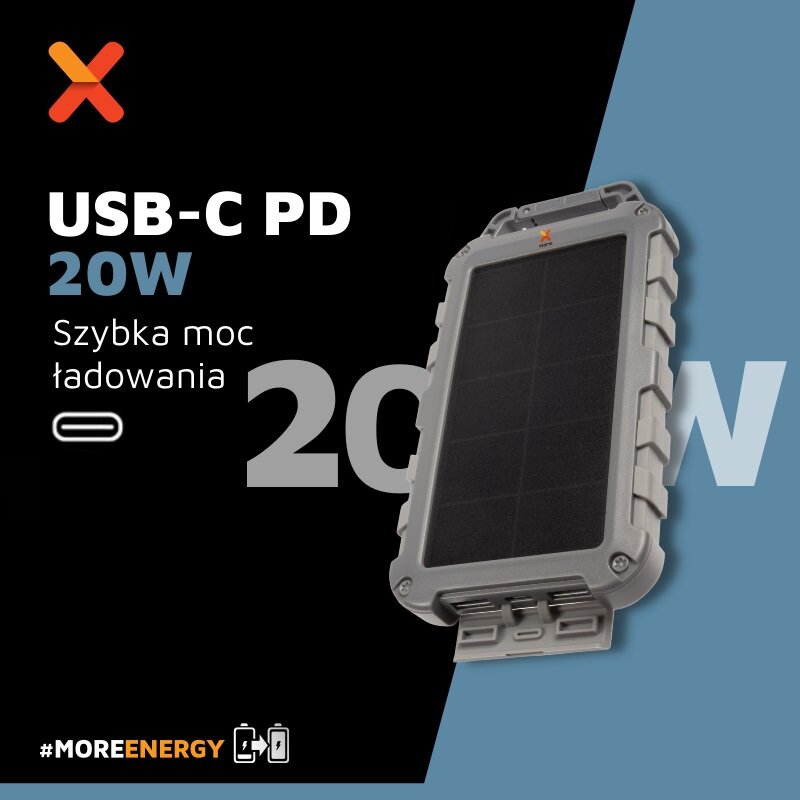 Powerbank solarny Xtorm Fuel XFS405 10000 mAh 20W prezentuje porty usb c