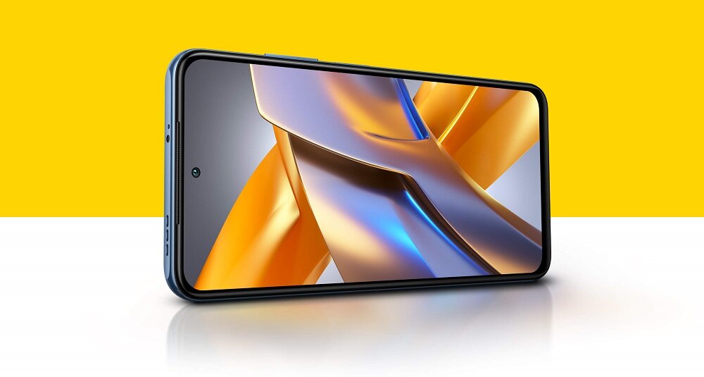 Smartfon Xiaomi POCO M5s 43220 widok na ekran w pozycji poziomej
