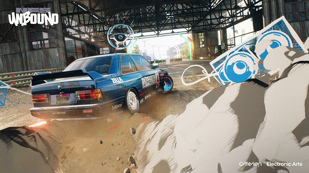 Gra Electronic Arts Need for Speed Unbound widok na kadr z gry z widocznym jadącym samochodem