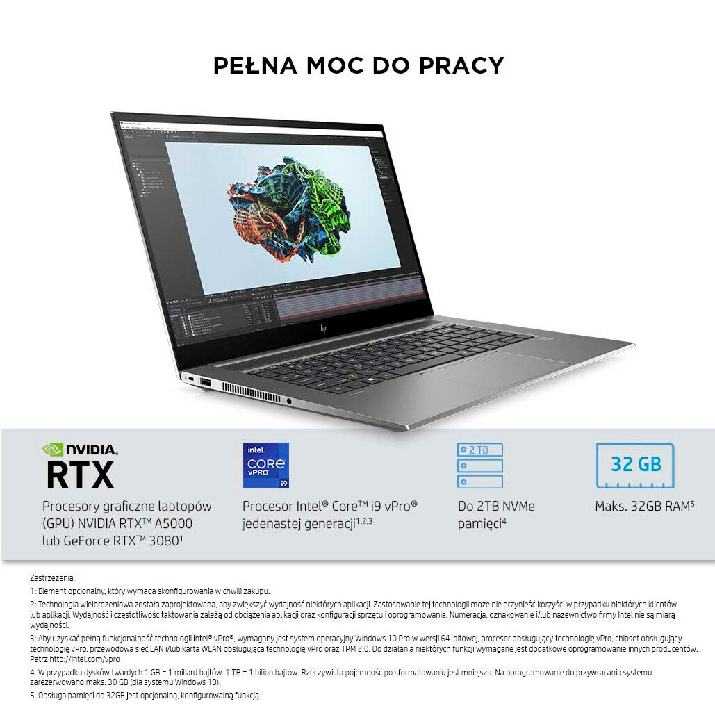Laptop HP ZBook Studio G8 16/512GB i7-11800H pokazany laptop i jego podzespoły