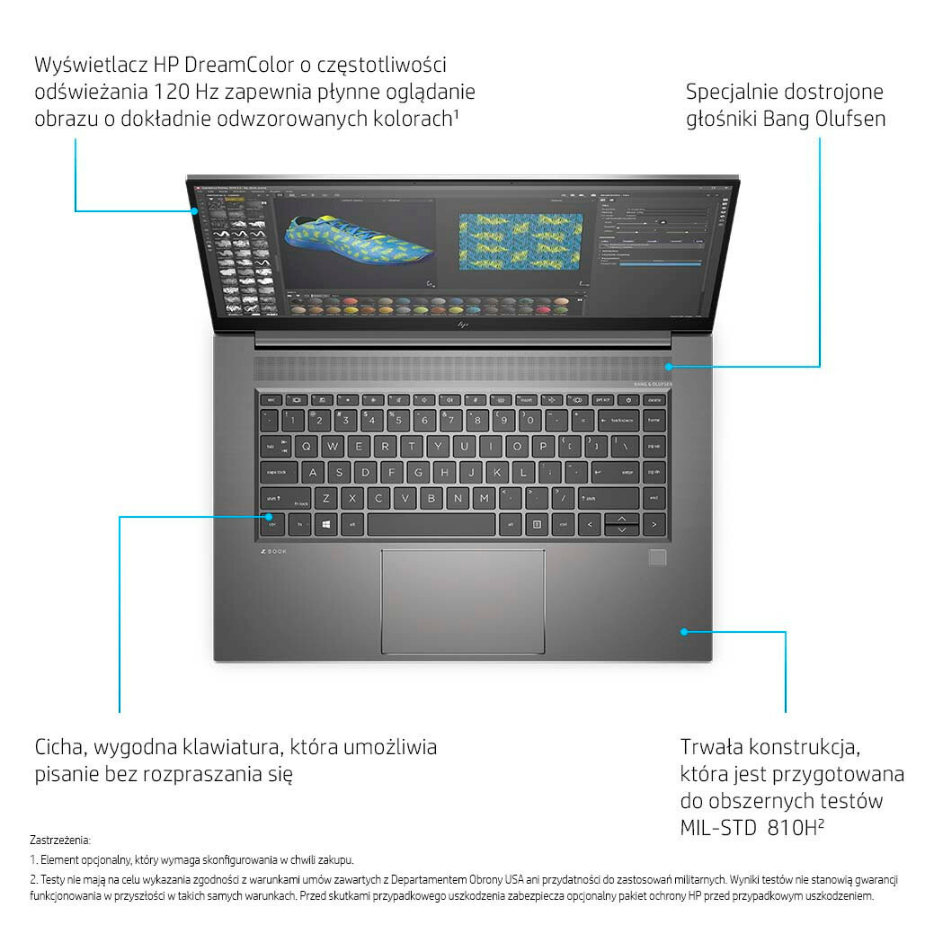Laptop HP ZBook Studio G8 16/512GB i7-11800H widok na laptop i jego aspekty