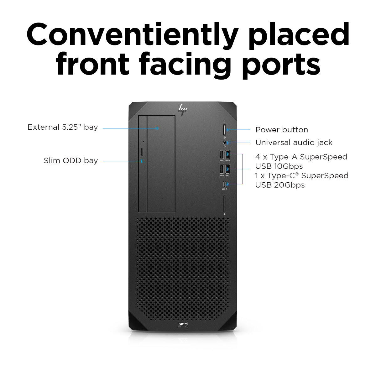 Komputer HP Z2 G9 Tower i9-12900 1TB/32GB widok na porty