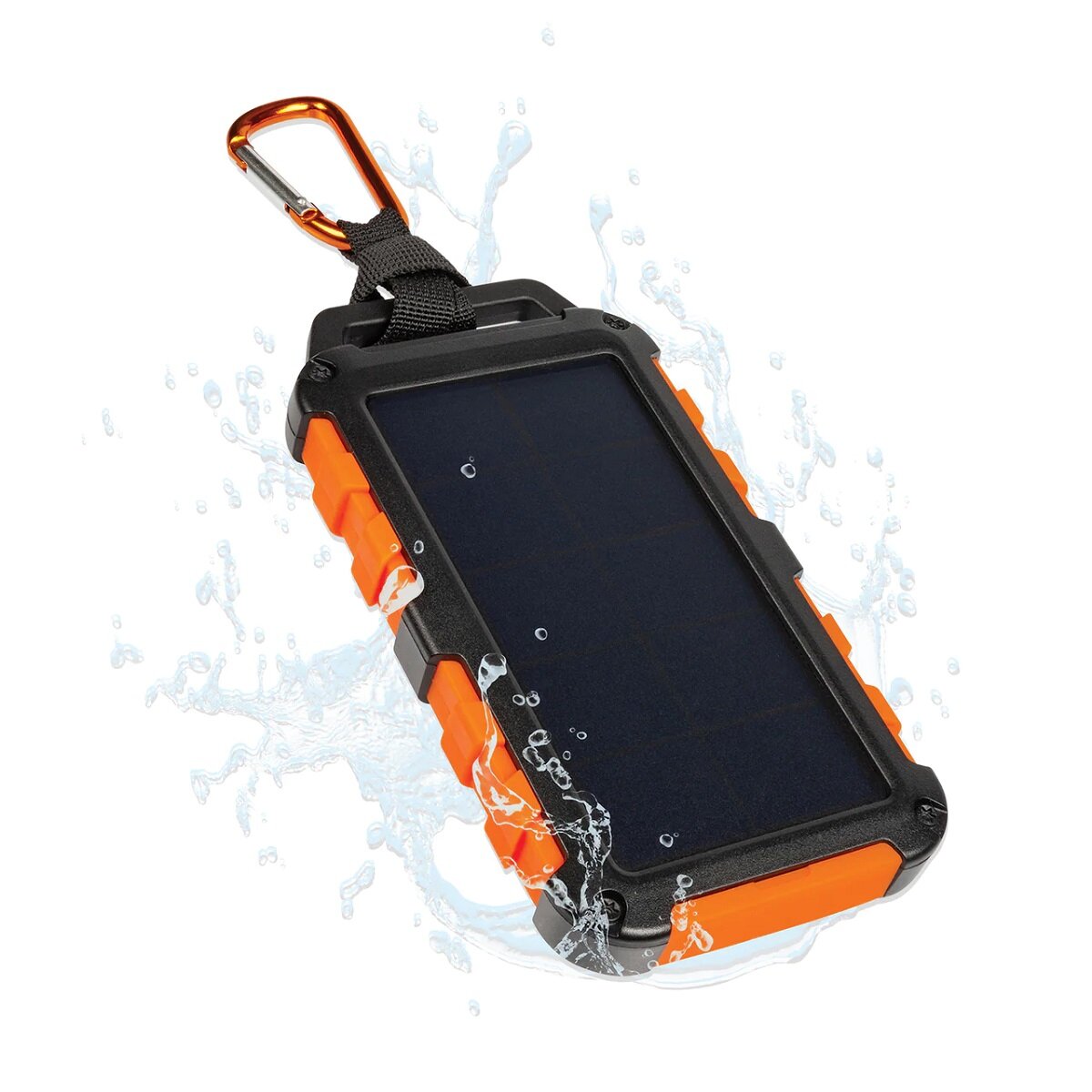 Powerbank solarny Xtorm XR104 10.000 mAh pod kątem ochlapany wodą