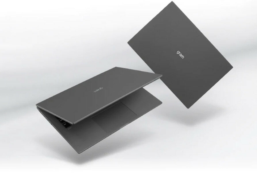 Laptop LG gram 16Z90Q-G.AA54Y 16'' i5-1240P 512 GB SSD pokazany laptop z dwóch perspektyw