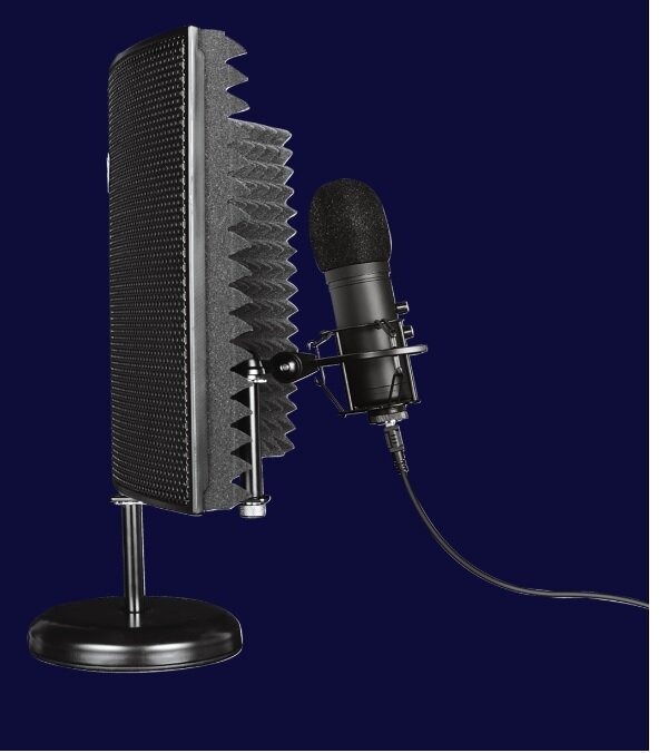 Mikrofon Trust GXT 259 RUDOX na niebieskim tle