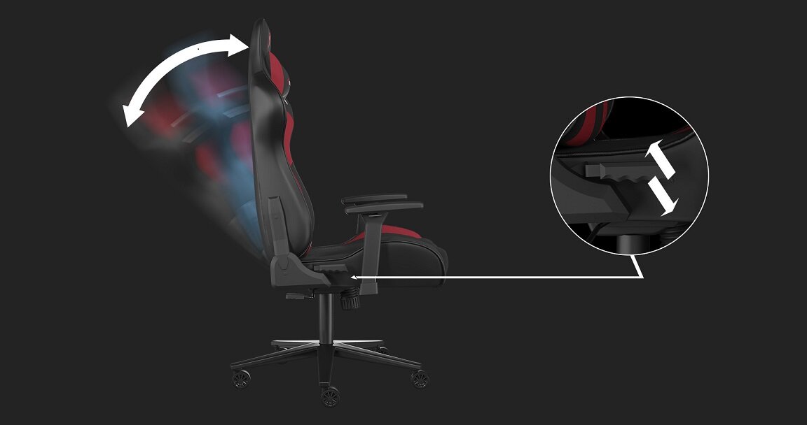 Fotel gamingowy Genesis Nitro 720 Czarno-czerwony - regulacja fotela