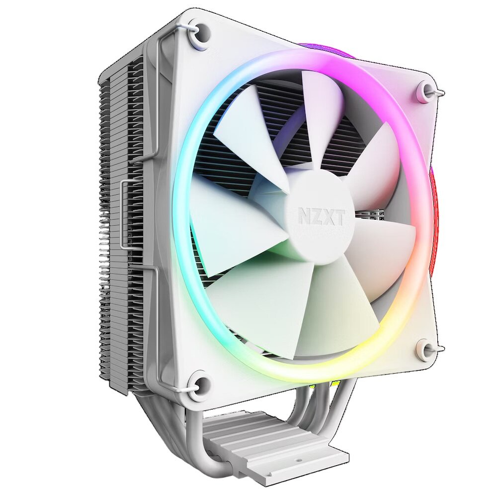 Chłodzenie procesora NZXT T120 RGB białe widok pod skosem