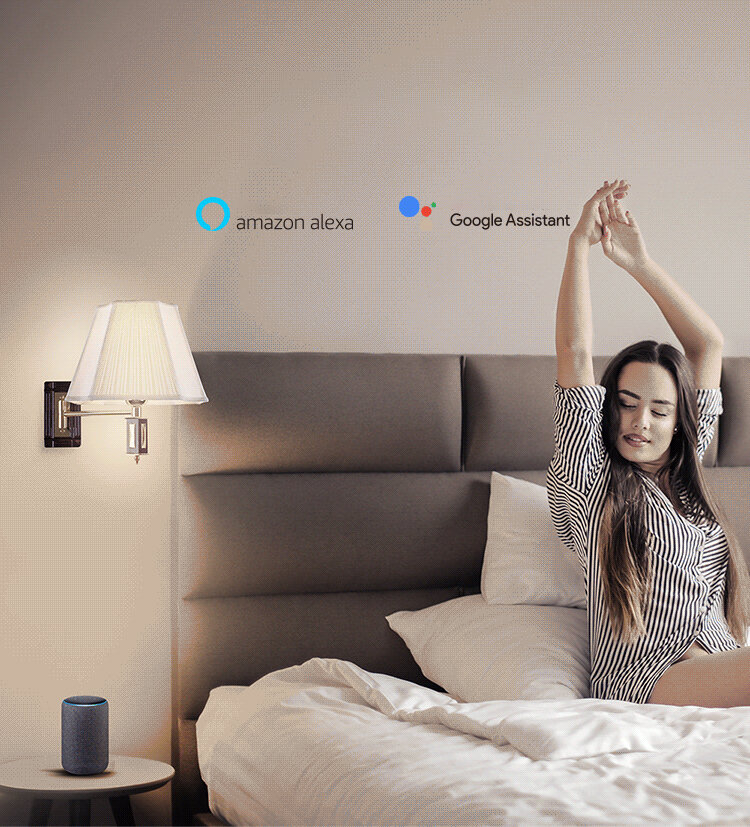 Inteligentny przełącznik SONOFF 4CHR3 - kobieta rozciągająca się w łóżku