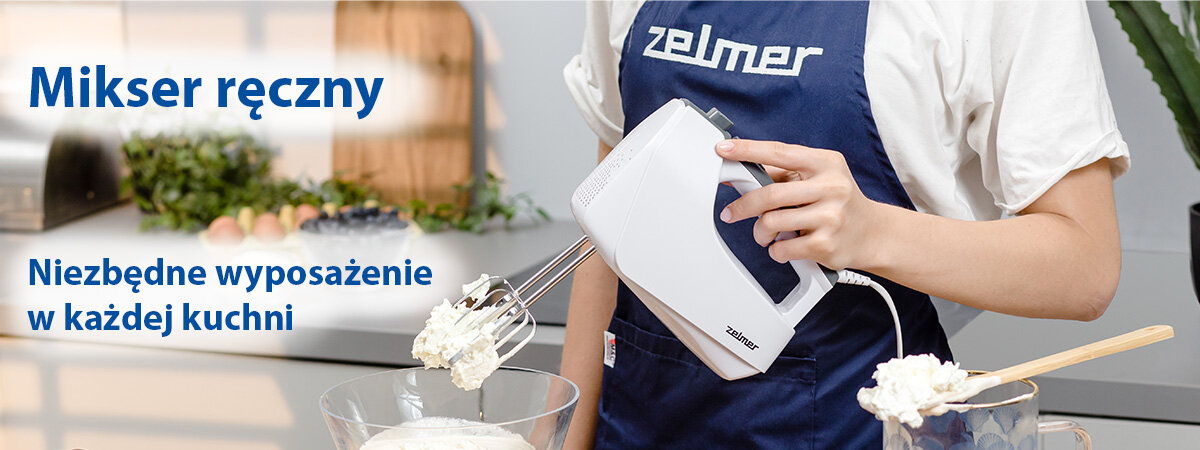 Mikser ręczny Zelmer ZHM2559 na banerze reklamowym Zelmer