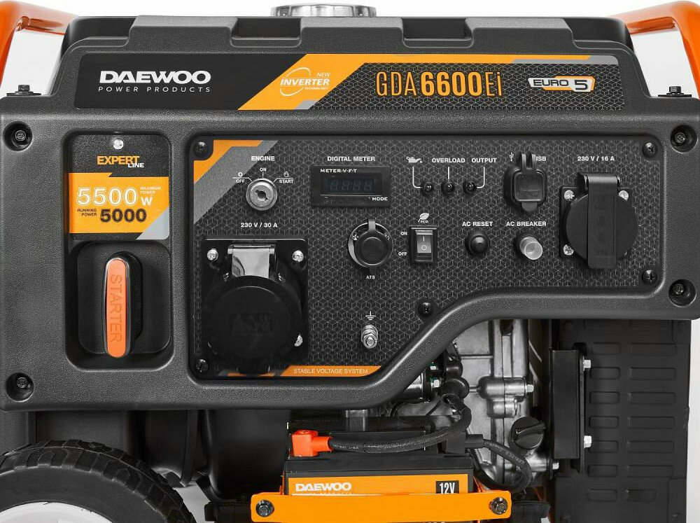Agregat prądotwórczy Daewoo GDA 6600Ei 230V pokazane przyciski