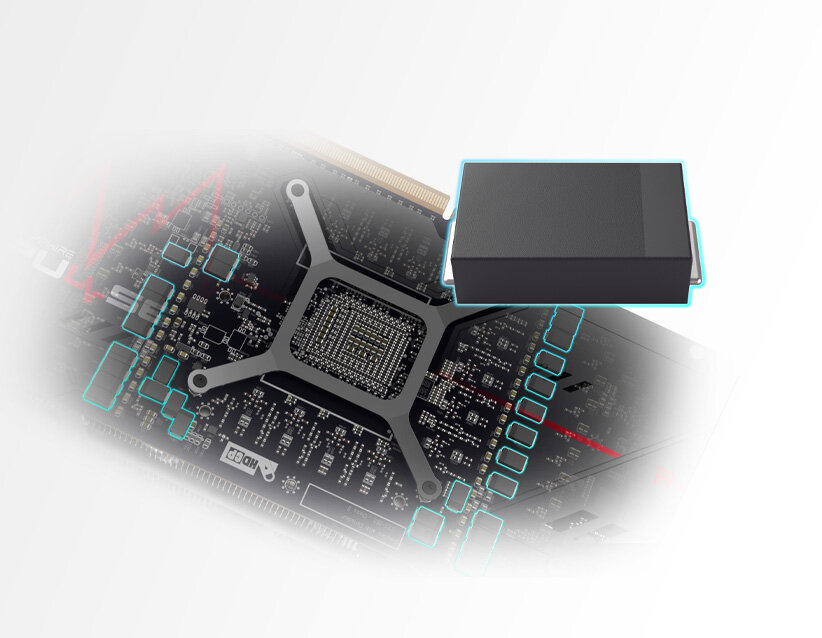 Karta graficzna Sapphire Pulse AMD Radeon RX 7900 XT zdjęcie kondensatora karty